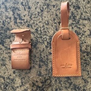 Louis Vuitton Tan Leather Luggage Tag and Strap